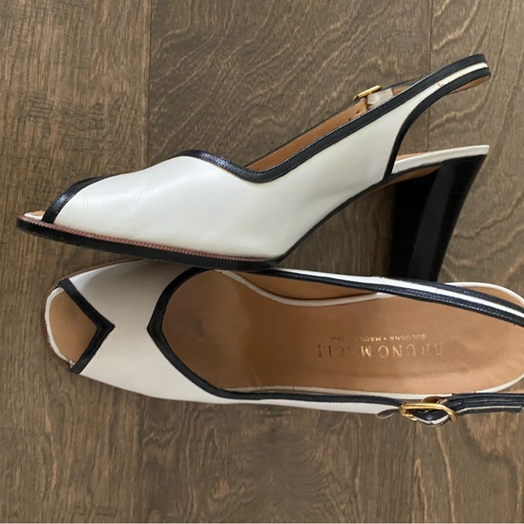 Bruno Magli Vintage Black and White Slingback Heels Size 8.5 - Picture 3 of 7